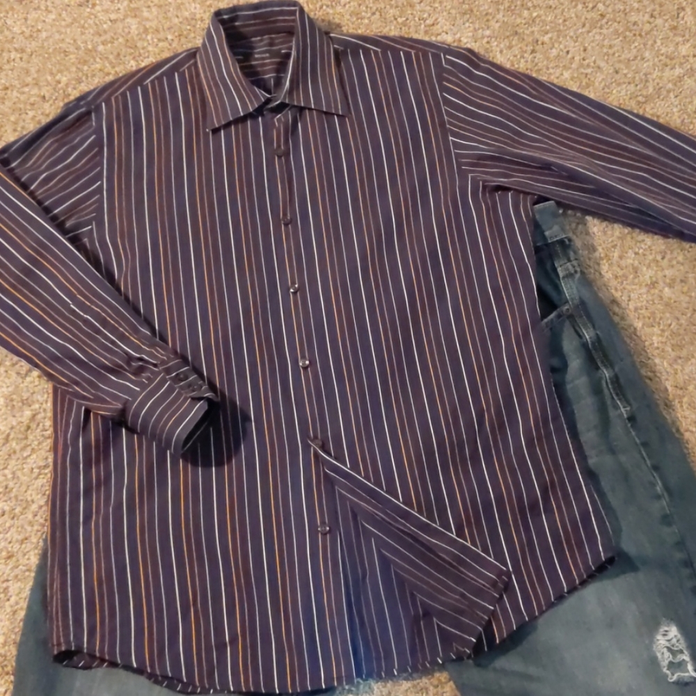 Boss Long Sleeved Striped Collar Shirt . 42 / 16.5